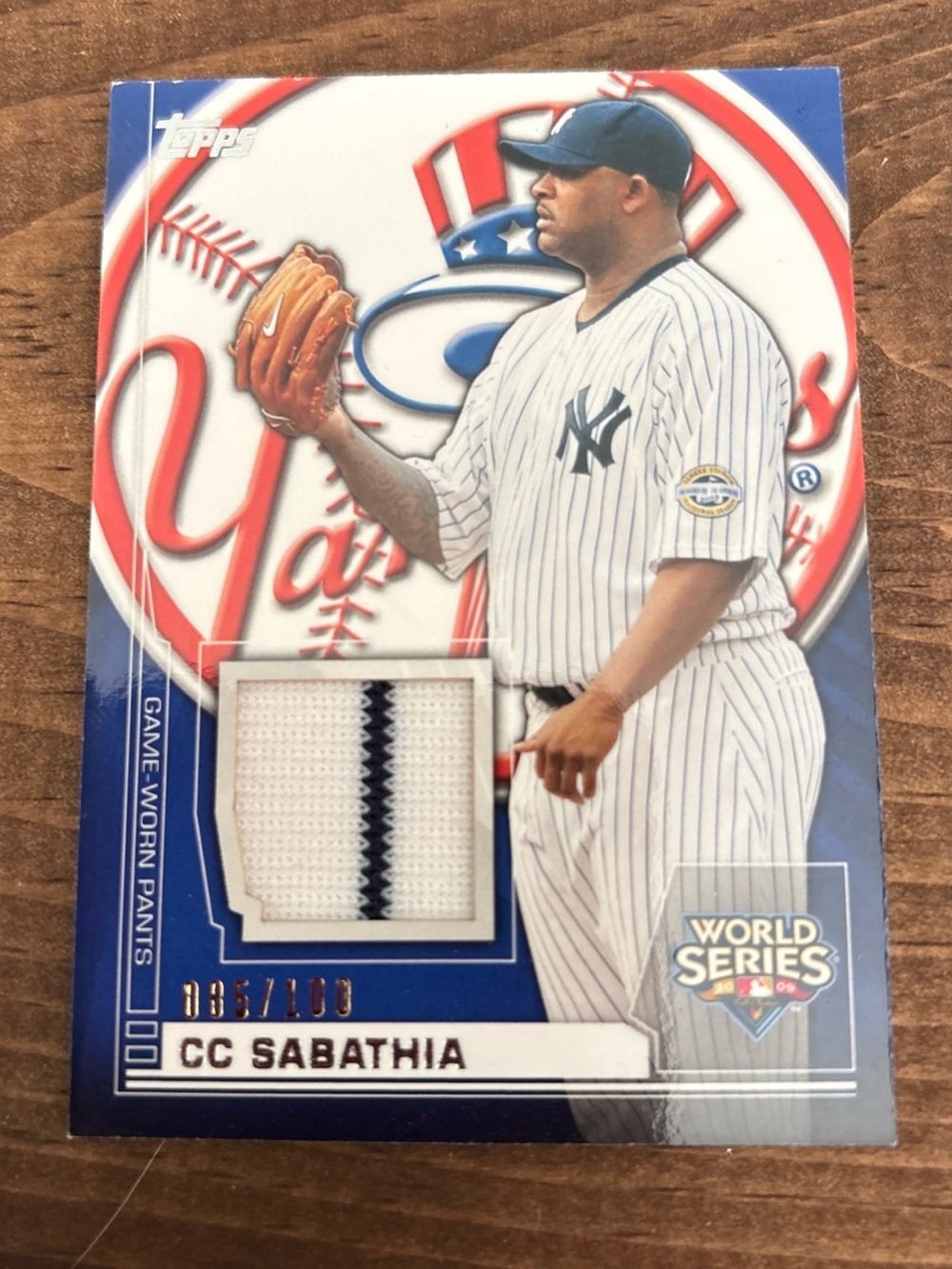 2010 Topps CC Sabathia Game Used World Series Jersey New York Yankees #rd 85/100 - Picture 1 of 3